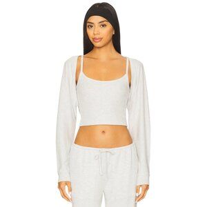 WellBeing + BeingWell Arden Shrug in Light Grey Heather Medium New Womens